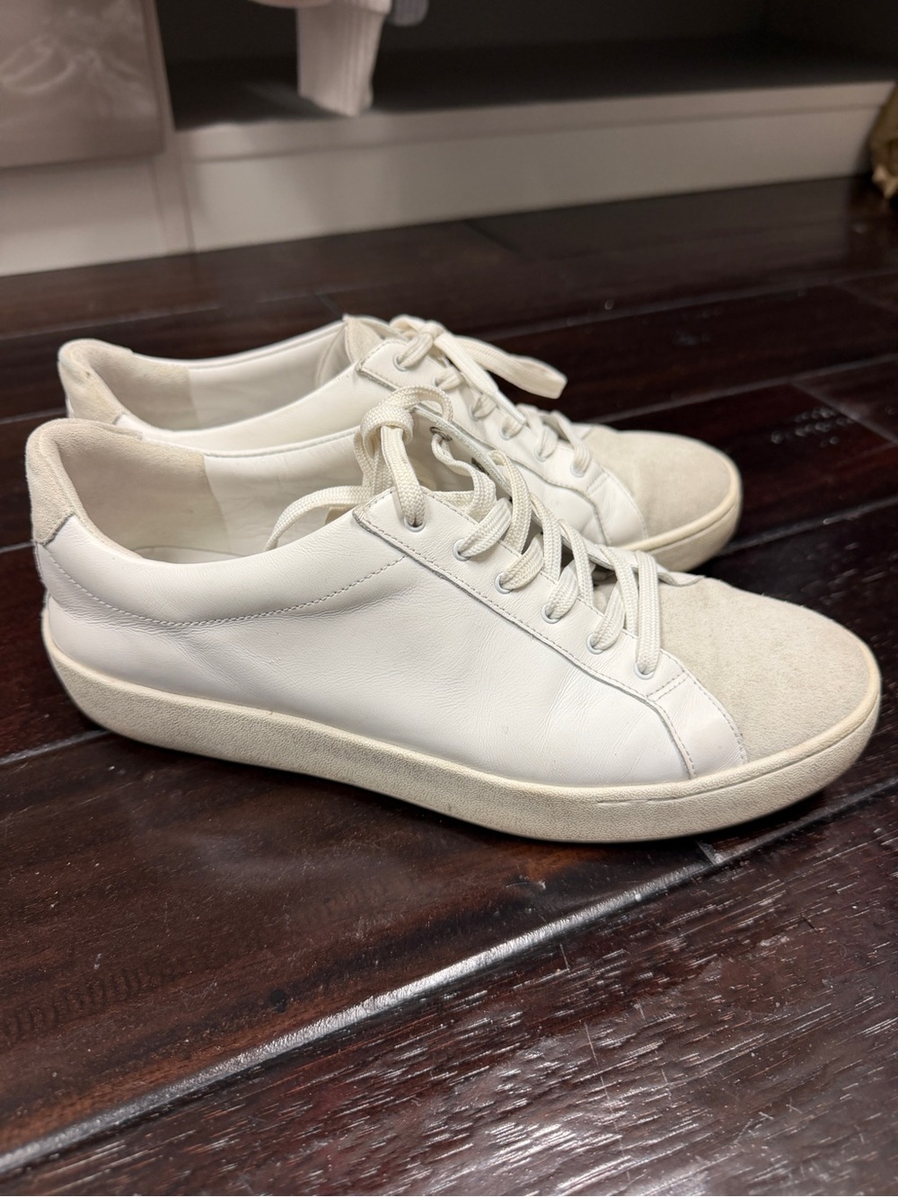 Vince Off-White Leather & Suede Low-Top Sneakers